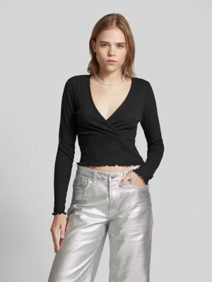 Bluzka krótka w kopertowym stylu z długim rękawem model ‘LINA’ Only