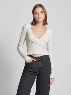 Bluzka krótka w kopertowym stylu z długim rękawem model ‘LINA’ Only