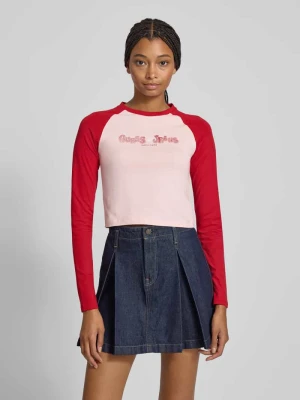 Bluzka krótka z długim, raglanowym rękawem Guess Jeans