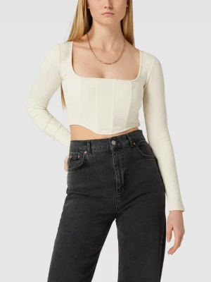 Bluzka krótka z długim rękawem i drobnym prążkowaniem model ‘Merian’ EDITED