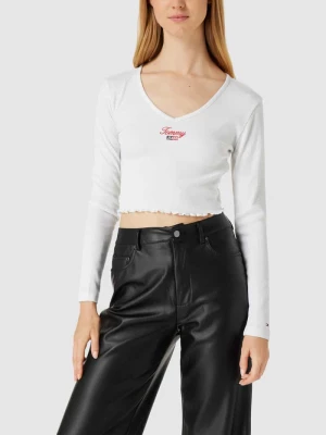 Bluzka krótka z długim rękawem i efektem prążkowania model ‘BABY’ Tommy Jeans