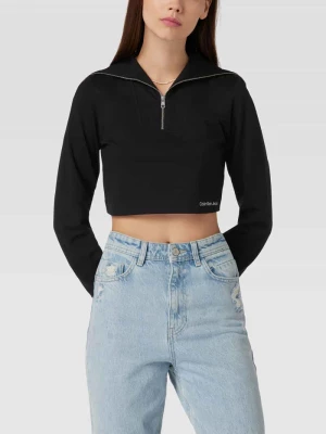 Bluzka krótka z długim rękawem i kołnierzem model ‘MILANO’ Calvin Klein Jeans