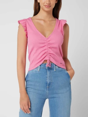 Bluzka krótka z falbanami model ‘Peggy’ Pepe Jeans