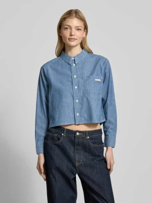 Bluzka krótka z materiału stylizowanego na denim Calvin Klein Jeans