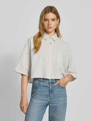 Bluzka krótka z mieszanki lnu i bawełny model ‘Quinn’ VILLA SOPHIE