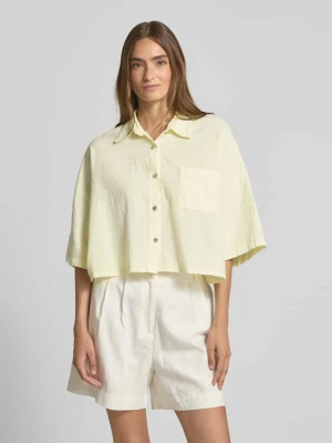 Bluzka krótka z mieszanki lnu i bawełny model ‘Quinn’ VILLA SOPHIE
