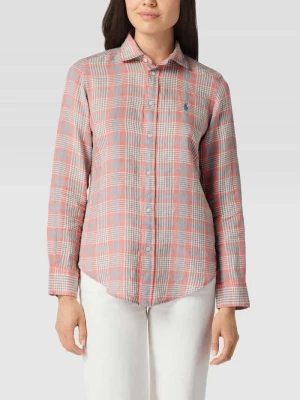 Bluzka lniana o kroju classic fit ze wzorem w kratę Polo Ralph Lauren