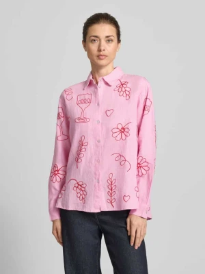 bluzka lniana o kroju regular fit we wzorze na całej powierzchni Christian Berg Woman