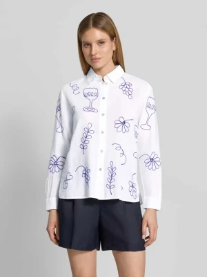 bluzka lniana o kroju regular fit we wzorze na całej powierzchni Christian Berg Woman