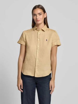 Bluzka lniana o kroju regular fit z czystego lnu Polo Ralph Lauren Beżowy