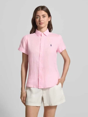 Bluzka lniana o kroju regular fit z czystego lnu Polo Ralph Lauren Różowawy