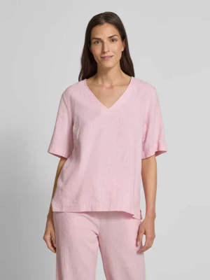 Bluzka lniana o kroju regular fit z dekoltem w serek model ‘Lava’ FREE/QUENT