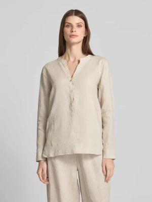 Bluzka lniana o kroju regular fit z kołnierzem z lamówką model ‘Danna’ MOS MOSH