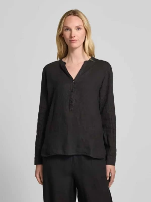 Bluzka lniana o kroju regular fit z kołnierzem z lamówką model ‘Danna’ MOS MOSH