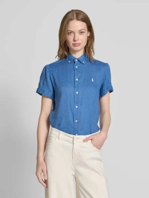 Bluzka lniana o kroju regular fit z kołnierzykiem typu button down Polo Ralph Lauren