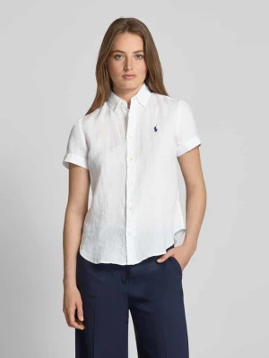 Bluzka lniana o kroju regular fit z kołnierzykiem typu button down Polo Ralph Lauren