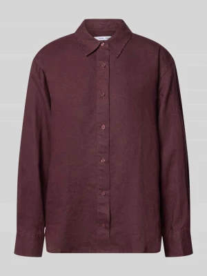 Bluzka lniana o kroju regular fit z listwą guzikową Samsøe Samsøe