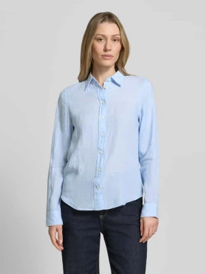 Bluzka lniana o kroju regular fit z wyhaftowanym logo Gant