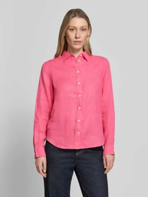 Bluzka lniana o kroju regular fit z wyhaftowanym logo Gant