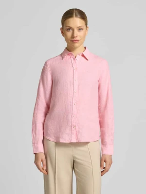 Bluzka lniana o kroju regular fit z wyhaftowanym logo Gant