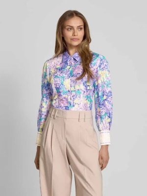 Bluzka lniana o kroju relaxed fit z bufiastymi rękawami Marc Cain