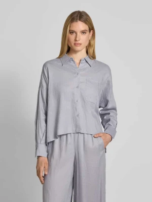 Bluzka lniana o kroju relaxed fit z kieszenią na piersi model ‘NAMIDA’ drykorn