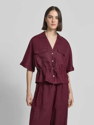 bluzka lniana o kroju relaxed fit z kieszeniami na piersi Christian Berg Woman
