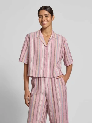 Bluzka lniana o kroju relaxed fit z kołnierzykiem typu resort Jake*s Casual