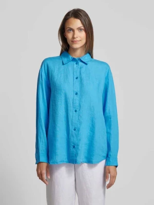 Bluzka lniana o kroju relaxed fit z listwą guzikową Knowledge Cotton Apparel