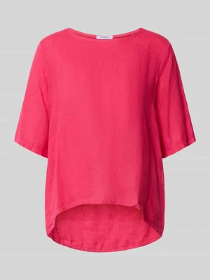 Bluzka lniana o kroju relaxed fit z rękaw o dł. 1 / 2 model 'Pa44ulaa' ZABAIONE Mocnoróżowy