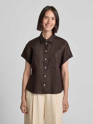 Bluzka lniana o kroju slim fit z rękawem o dł. 1/2 model ‘Felisa’ Opus