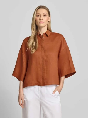 Bluzka lniana o pudełkowym kroju z rękawem o dł. 3/4 model 'RITO' MM by Max Mara