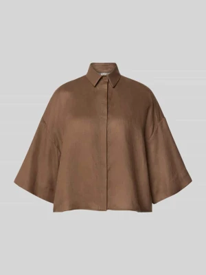 Bluzka lniana o pudełkowym kroju z rękawem o dł. 3/4 model 'RITO' MM by Max Mara