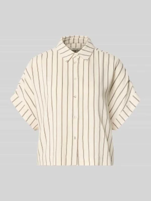 Bluzka lniana o pudełkowym kroju z wzorem na całej powierzchni model 'VIVA' Selected Femme