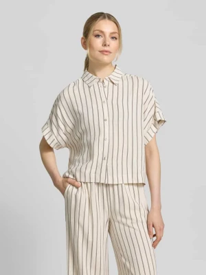 Bluzka lniana o pudełkowym kroju z wzorem na całej powierzchni model 'VIVA' Selected Femme