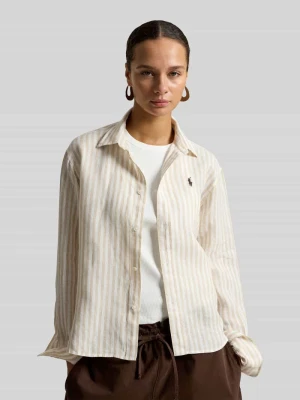 Bluzka lniana o pudełkowym kroju ze wzorem na całej powierzchni Polo Ralph Lauren