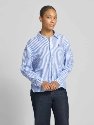 Bluzka lniana o pudełkowym kroju ze wzorem na całej powierzchni Polo Ralph Lauren