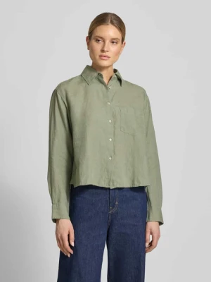 bluzka lniana w kroju regular fit z brustaszą Marc O'Polo