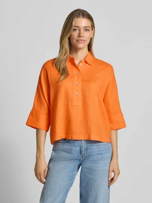 bluzka lniana w kroju regular fit z rękawem o dł. 3/4 Emily Van den Bergh