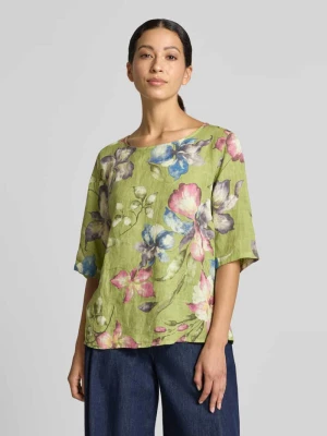 Bluzka lniana z czystego Lnu model 'Rileyy' ZABAIONE Khaki