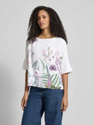 Bluzka lniana z rękawem o dł. 1/2 i umieszczonym kwiatowym nadrukiem Christian Berg Woman