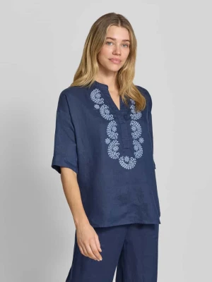 Bluzka lniana z rękawem o dł. 3/4 i wyhaftowanym motywem Emily Van den Bergh