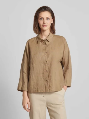 Bluzka lniana z wyhaftowanym logo model ‘Lia’ Mazine