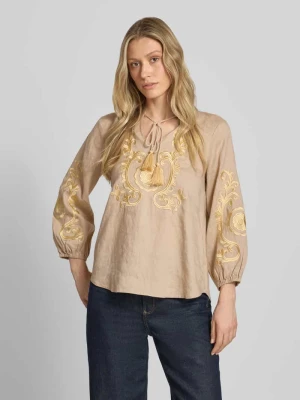 bluzka lniana z wyhaftowanym motywem i chwostami Emily Van den Bergh