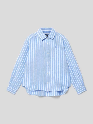 Bluzka lniana ze wzorem w paski Polo Ralph Lauren Teens