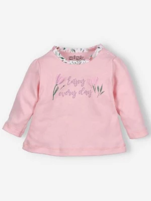 Bluzka niemowlęca PINK FLOWERS z bawełny organicznej różowa NINI