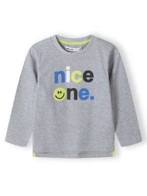 Bluzka niemowlęca szara z długim rękawem i napisem "Nice one" Minoti