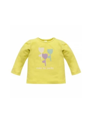 Bluzka niemowlęca z długim rękawem z Kwiatkami żółta Pinokio
