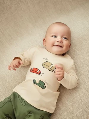 Bluzka niemowlęca z nadrukiem samochodów - ecru 5.10.15.