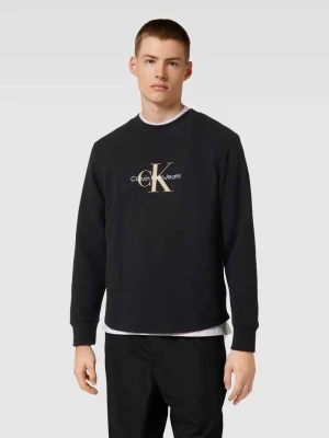 Bluzka o fakturze wafla z długim rękawem i wyhaftowanym logo Calvin Klein Jeans